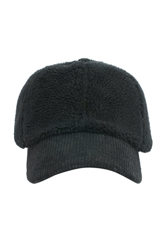 Womens and Mens Baseball Caps Lamb Wool Sports Outdoor Travel Hats Casual Solid Color Visor Hat Black