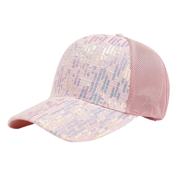 ZHENHONG Womens and Mens Baseball Caps Sequins Breathable Beach Adjustable Hip Hop Sun Hat Cozy solid Visor Hat Red