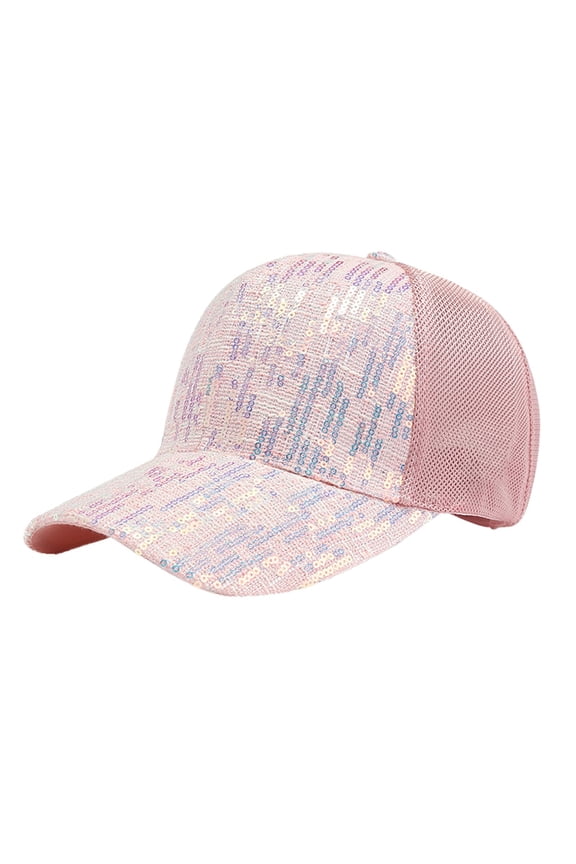 Womens and Mens Baseball Caps Sequins Breathable Beach Adjustable Hip Hop Sun Hat Cozy solid Visor Hat Red