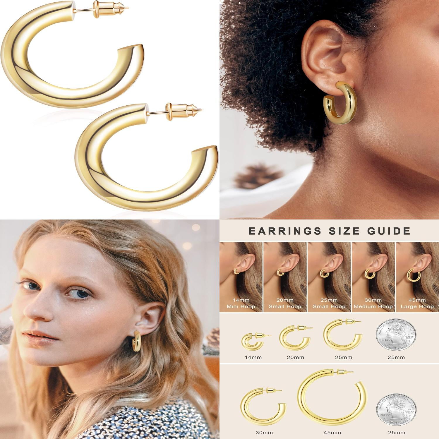 Gold plated chunky hoop earrings hot sale