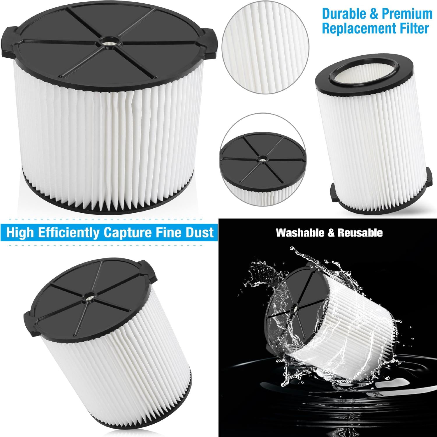 ZHENJUNW HighQuality Compatible VF4000 Replacement Filter for Shop Vac Wet Dry Vacuums 520