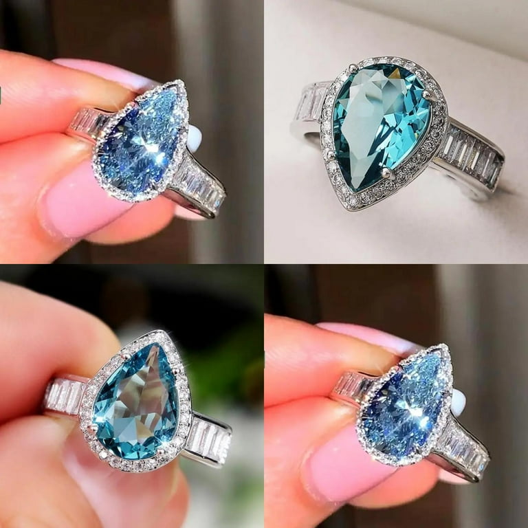 Ocean blue zircon ring deals
