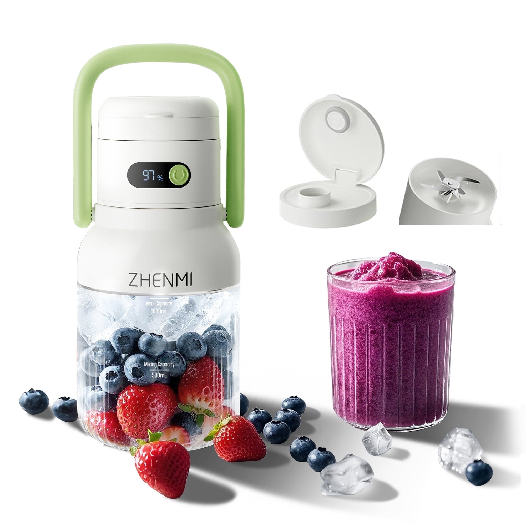 ZHENMI Portable Juicer, 1000 ml Personal Blender Cup,USB