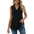 thumbnail image 1 of ZHENWEI Summer Sleeveless Tops for Women V Neck Casual Tank Tops Loose Solid Collar Polo Shirts, 1 of 9