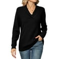 thumbnail image 1 of ZHENWEI Women Long Sleeve V Neck Pullover Collar Knitted Sweaters, 1 of 6