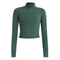 thumbnail image 1 of ZHENWEI Women's 1/2 Zip Up Lightweight Workout Athletic Crop Jacket Running Sports Outwear Slim Fit Long Sleeve Yoga Cropped Top Seamless Fitted Activewear, 1 of 8