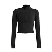 ZHENWEI Women's 1/2 Zip Up Lightweight Workout Athletic Crop Jacket Running Sports Outwear Slim Fit Long Sleeve Yoga Cropped Top Seamless Fitted Activewear