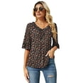 thumbnail image 1 of ZHENWEI Women's Casual V Neck T Shirts Loose Summer Half Bell Sleeve Tops Ruffle Tunic Blouses, 1 of 9
