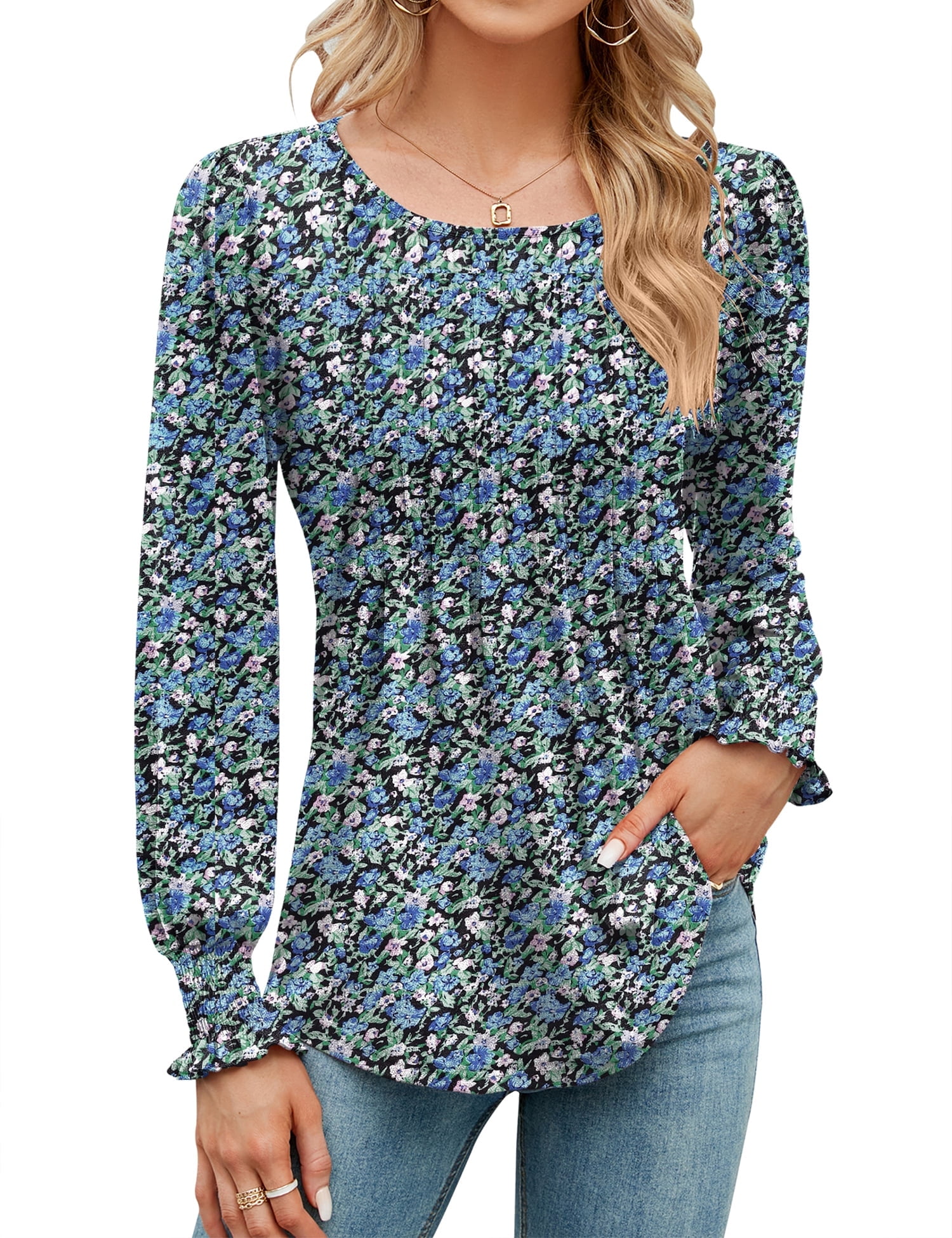 Addtoo Womens 2025 Casual Tunic Tops Fall Long Sleeve Blouse