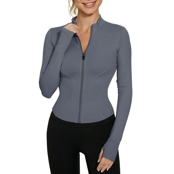 ZHENWEI Women's Workout Jacket Lightweight Zip Up Yoga Jacket Cropped Athletic Slim Fit Tops