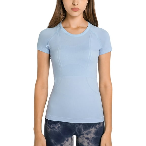 ZHENWEI Women's Workout Tops Short Sleeve Shirts Yoga Sports Breathable Gym Athletic Top Slim Fit