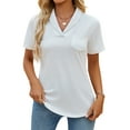 thumbnail image 1 of ZHENWEI Womens Collared Casual Short Sleeve V Neck Polo T Shirts Loose Tunic Tops Blouses with Pocket, 1 of 7