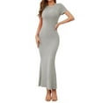 thumbnail image 1 of ZHENWEI Womens Summer Short Sleeve Long Dress Stylish Sexy Bodycon Dress Fishtail Hem Ribbed Maxi Dresses, 1 of 7