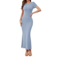 thumbnail image 1 of ZHENWEI Womens Summer Short Sleeve Long Dress Stylish Sexy Bodycon Dress Fishtail Hem Ribbed Maxi Dresses, 1 of 7