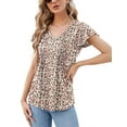 thumbnail image 1 of ZHENWEI Womens Tops Dressy Casual Summer Flutter Sleeve T-Shirts Trendy Ruffle Short Sleeve Loose V-Neck Tunic Tops, 1 of 7