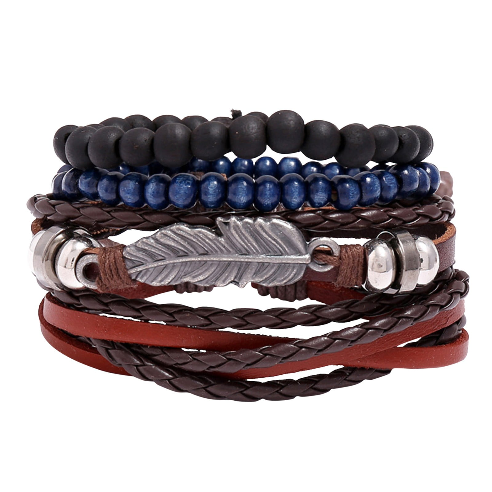 YYQX Men's Infinity Leather Bracelet - Multi-Layer Braided, Magnetic Clasp, Gift Boxed