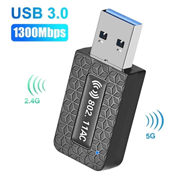 Samovi 1300Mbps Wireless WiFi Adapter, USB 3.0 Dual Band 2.4G/5G Wireless Network Adapter for Desktop PC, Mini WiFi Dongle Suitable for Supports Windows 11/10, Driver-Free, Black