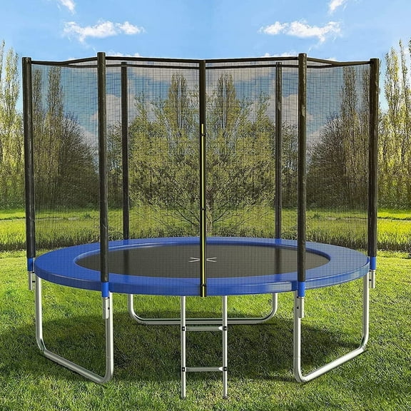 ZHENYEMEI 8FT Trampoline Net, Trampoline Enclosure Net for 6 Straight Poles, Weather-Resistant, Tear-Proof, Trampoline Net with Double-Headed Zippers, Enhanced Hook for Kids and Adults (No Poles)