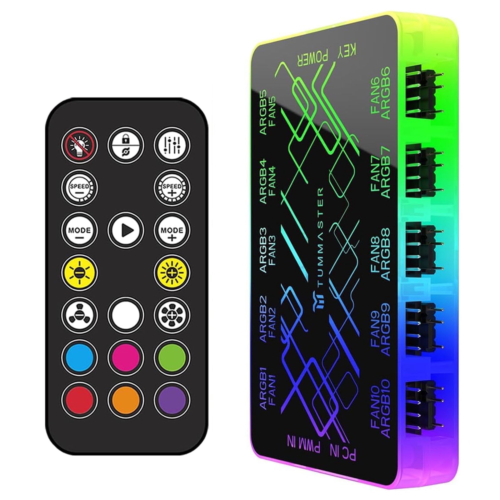 Samovi ARGB Fan Hub, 10-Port 4 Pin Fan Controller PC, 5V-3Pin LED Hub ...