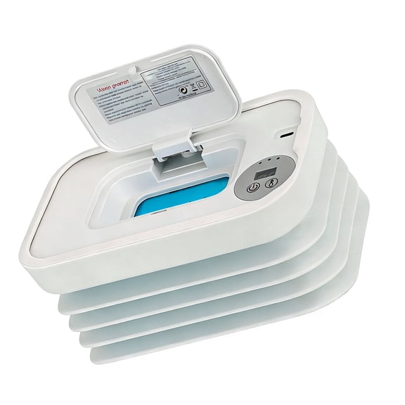ZHENYEMEI Foldable Wipe Warmer, Portable Wet Wipe Warmer with LED Display, 3 Temperature Settings, Intelligent Constant Temperature, USB Charging Wet Towel Dispenser for Camping Car Travel, White