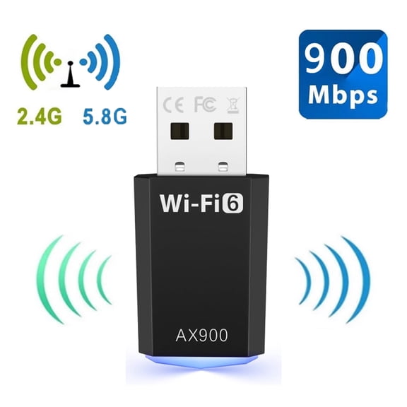 Samovi USB WiFi Adapter for Desktop PC, AX900Mbs USB WiFi 6 Adapter with 5GHz/2.4GHz Dual Band, Dongle Wireless WiFi Adapter Suitable for Supports Windows 11/10/8.1/8/7, Driver-Free, Black