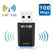 Samovi USB WiFi Adapter for Desktop PC, AX900Mbs USB WiFi 6 Adapter with 5GHz/2.4GHz Dual Band, Dongle Wireless WiFi Adapter Suitable for Supports Windows 11/10/8.1/8/7, Driver-Free, Black