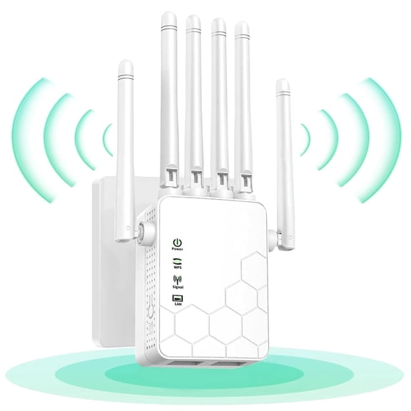 ZHENYEMEI WiFi Extender Signal Booster, Wireless Wifi Repeater, 1200mbps WiFi Amplifier Dual Band 5ghz and 2.4GHz, Enhance Your WiFi Coverage Compatible with All WiFi Modem Routers (White)
