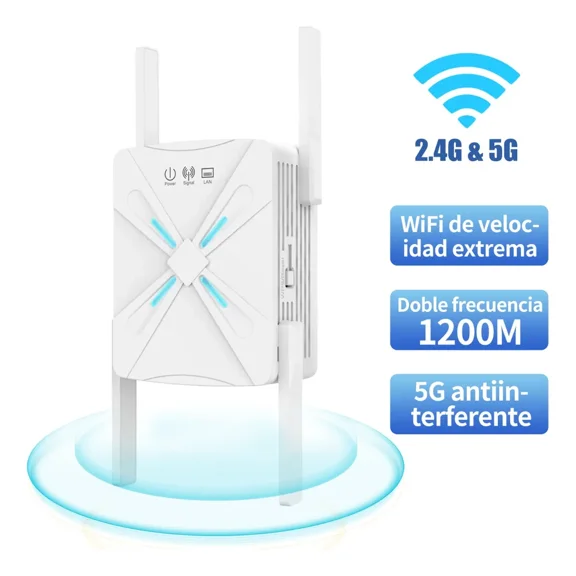 ZHENYEMEI WiFi Extender Signal Booster, Wireless Wifi Repeater, 1200mbps WiFi Amplifier Dual Band 5ghz and 2.4GHz, Enhance Your WiFi Coverage Compatible with All WiFi Modem Routers (White)