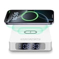 thumbnail image 1 of Samovi 2-in-1 Wireless Charger Alarm Clock, 15W Fast Charging Station with Mini LED Digital Clock, Adjustable Brightness, White for Bedroom Office Desk, Gifts for Women Men, 1 of 8