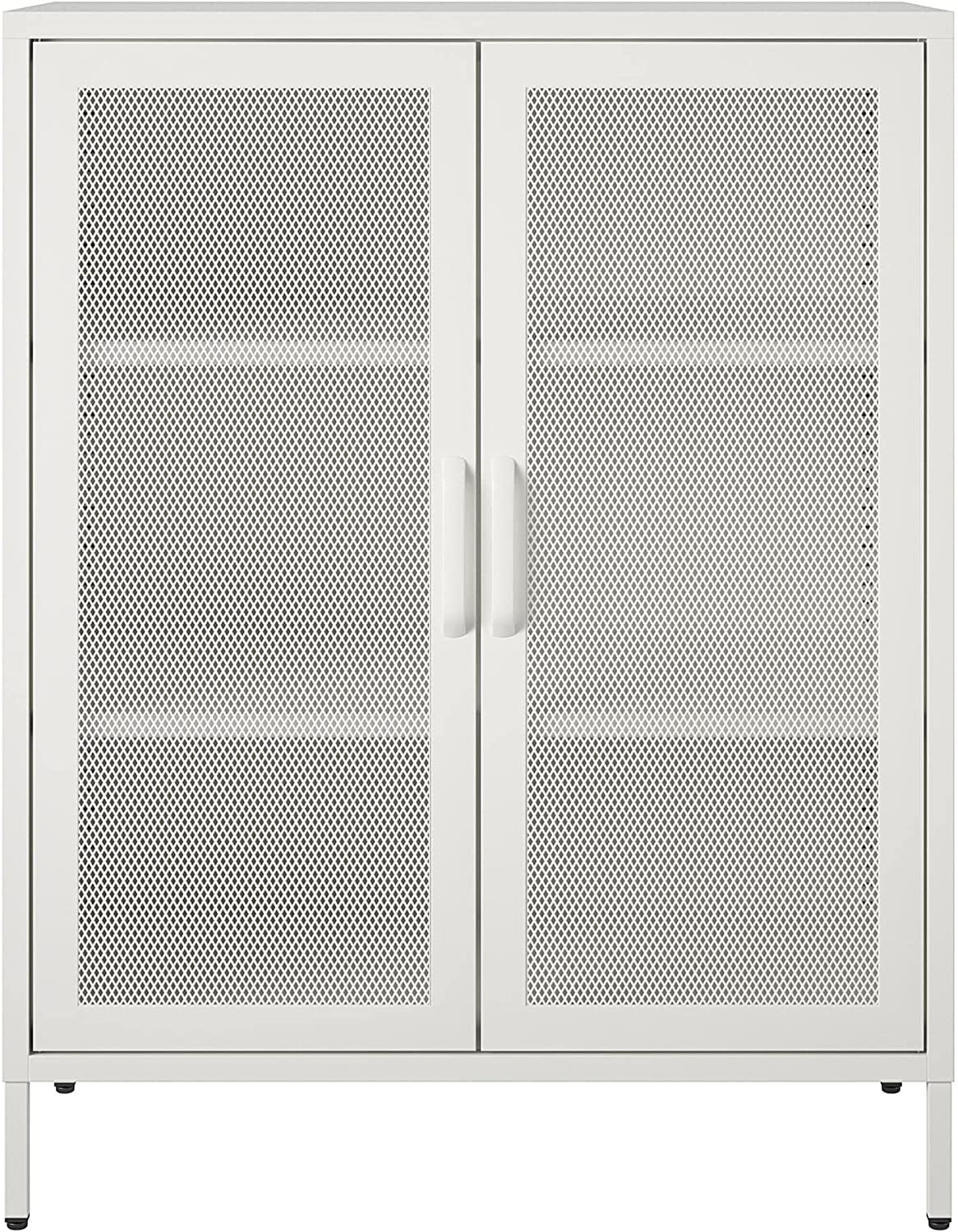White Metal Lockable Cabinet with Adjustable Shelving