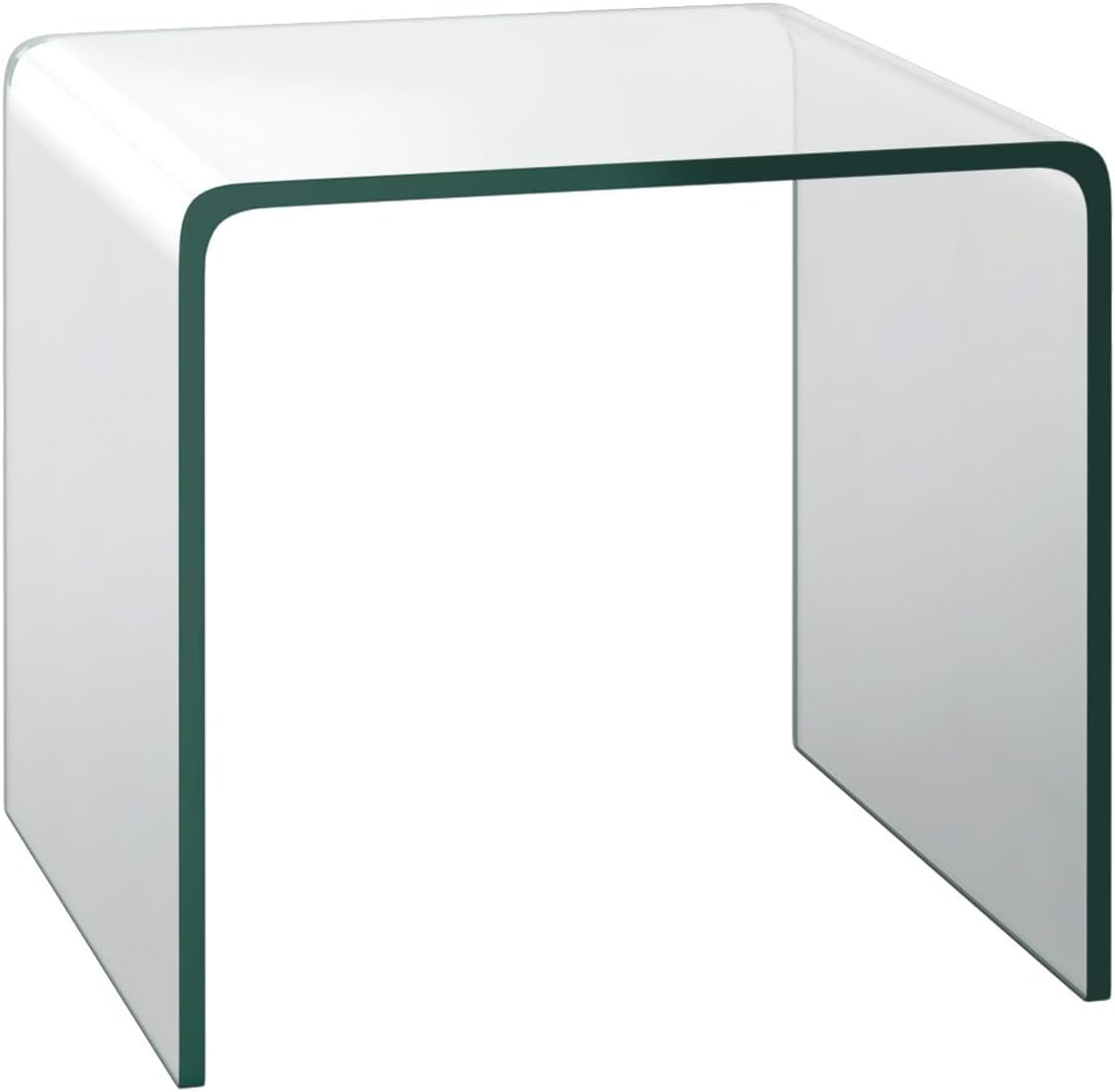 Clear Tempered Glass Waterfall Edge End Table, 18 x 18 x 16 Inches