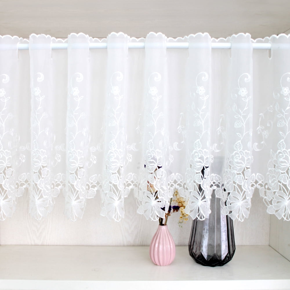 ZHH Embroidered Sheer Curtains Privacy Valances,For Window Home Decor
