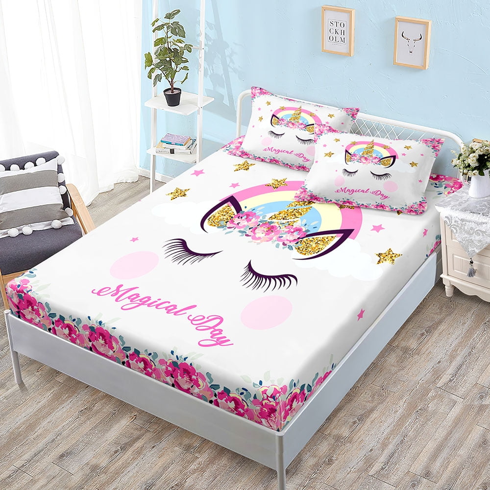 ZHH Unicorn Sheet Set for Kids Boys Girls Unicorn Bedding Sets For