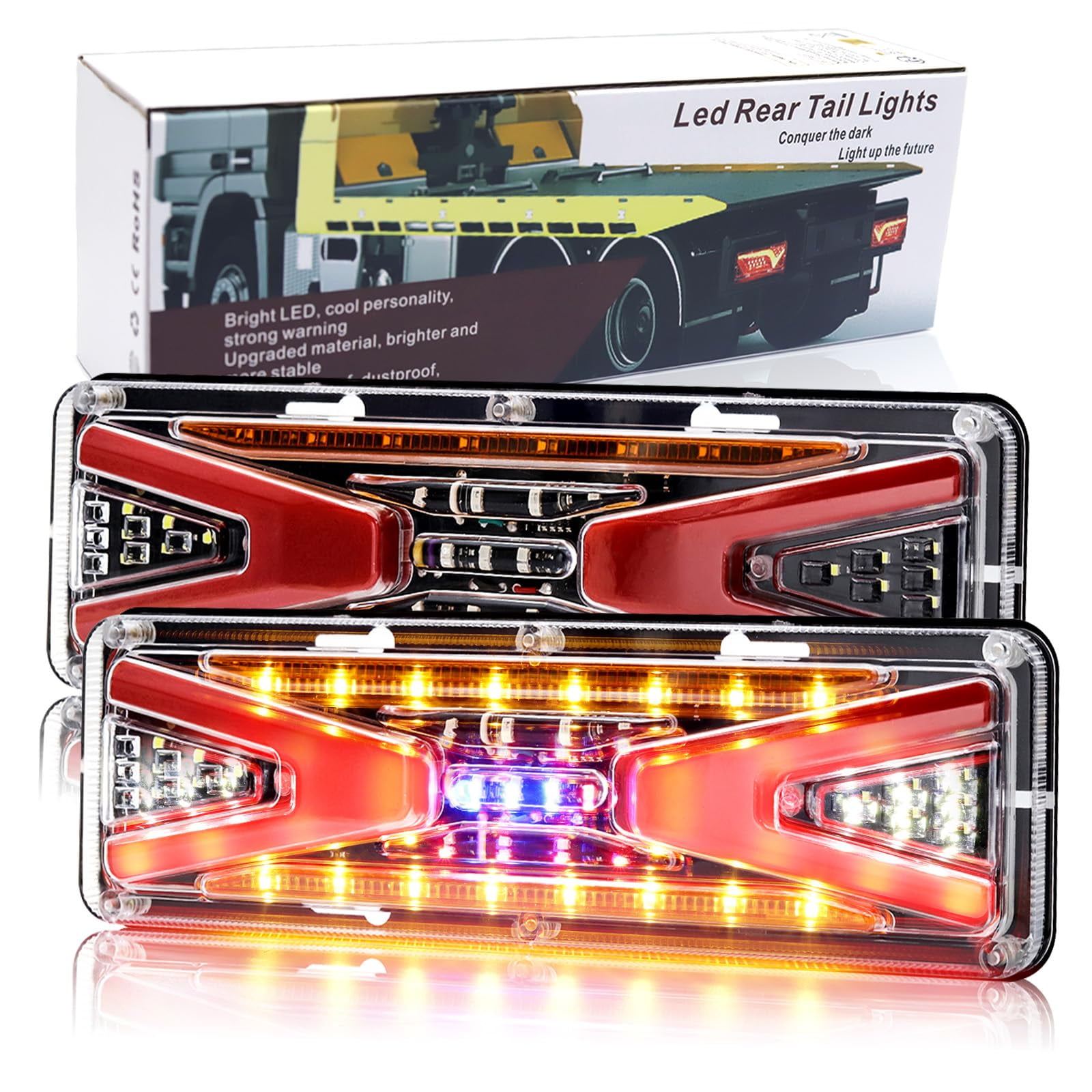 ZHHXYanh LED Truck Tail OIF8 24V Truck Brake Trailer Taillights Rear