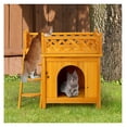ZHI22 2 Tier Outdoor Catio Cat Enclosure, Wooden Cat House with Escape