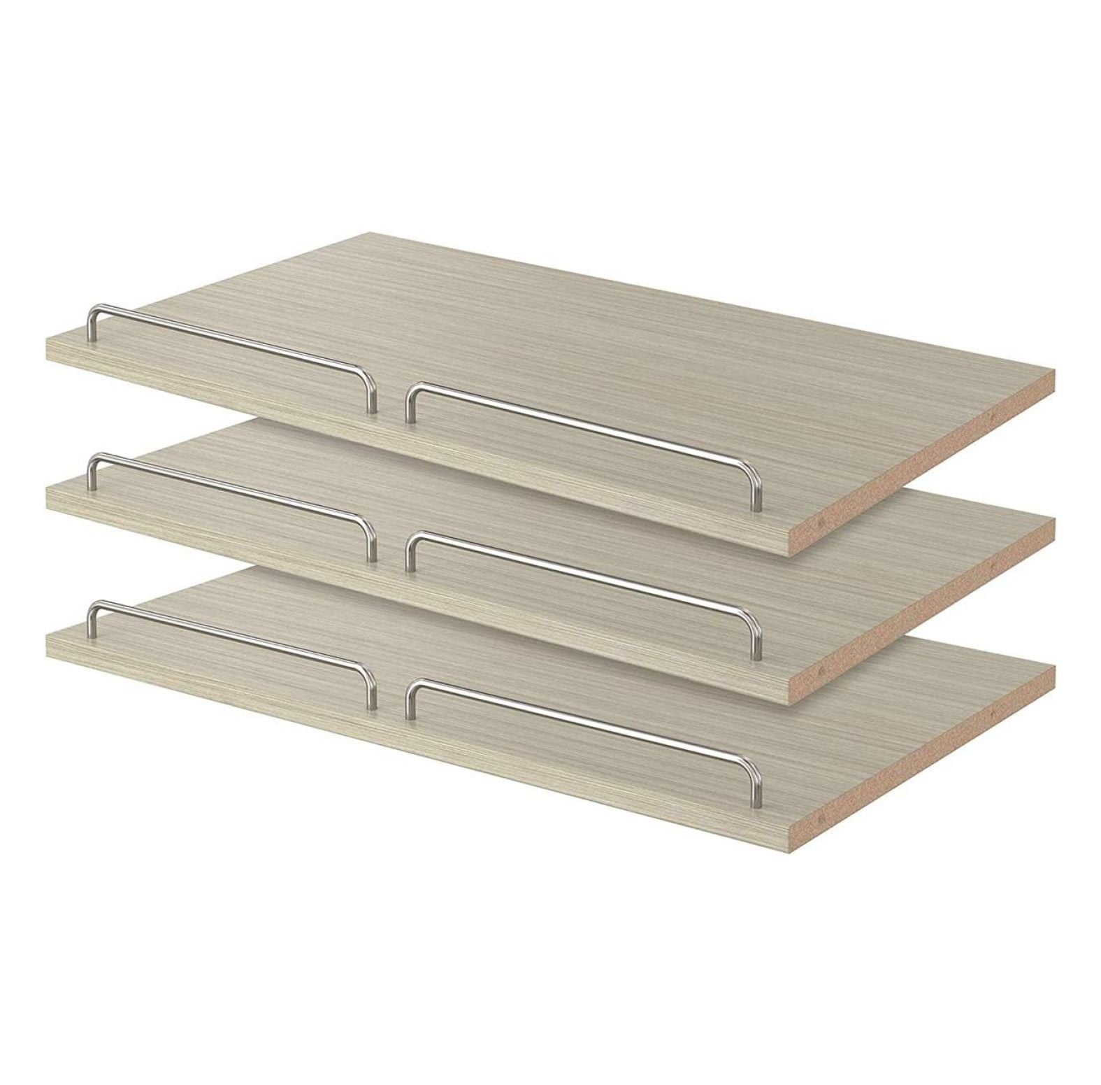 Weathered Gray 24 Inch Slanted Shoe Shelves with Chrome Rails