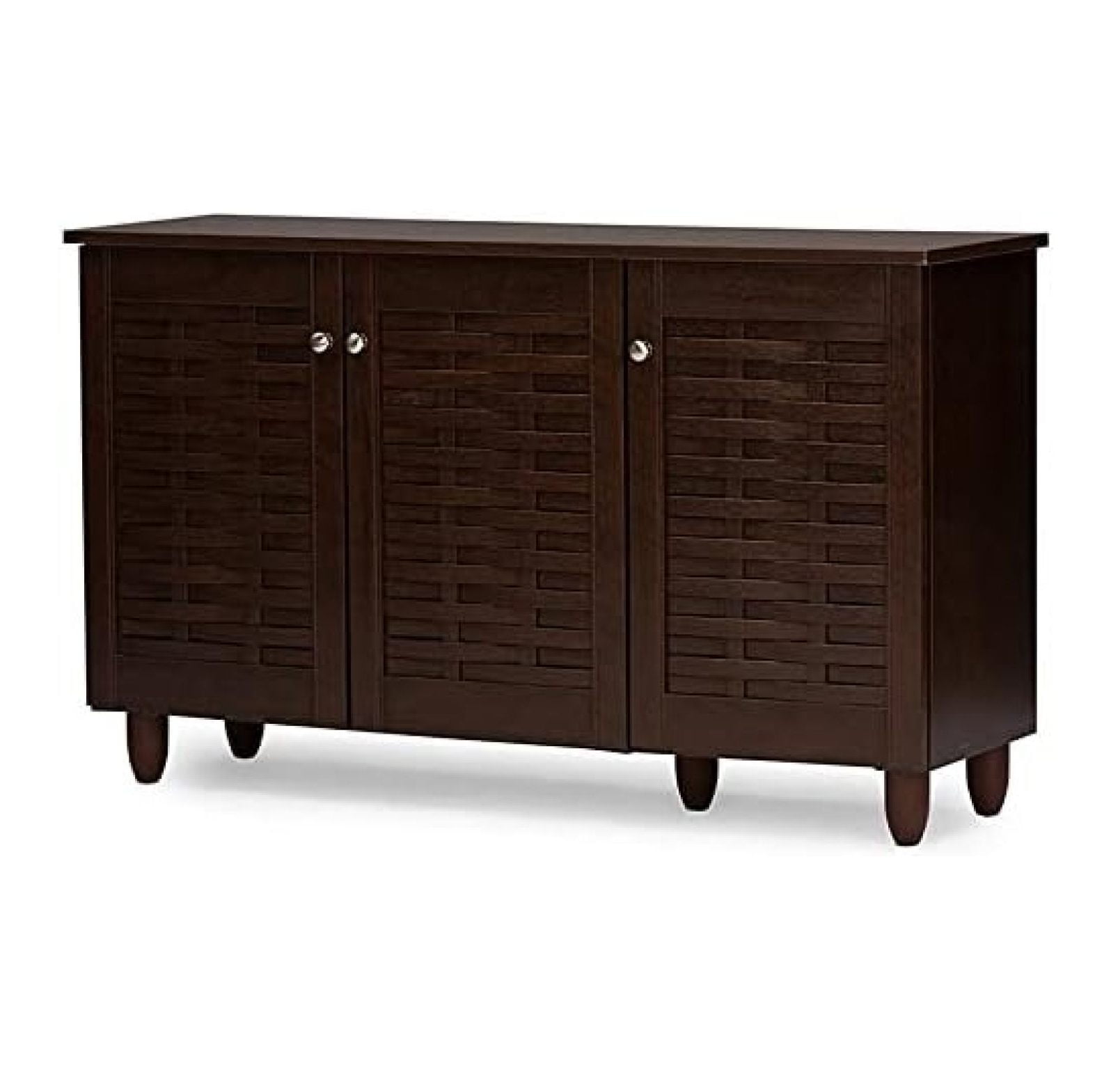 Dark Brown Engineered Wood 3-Door Shoe Storage Cabinet