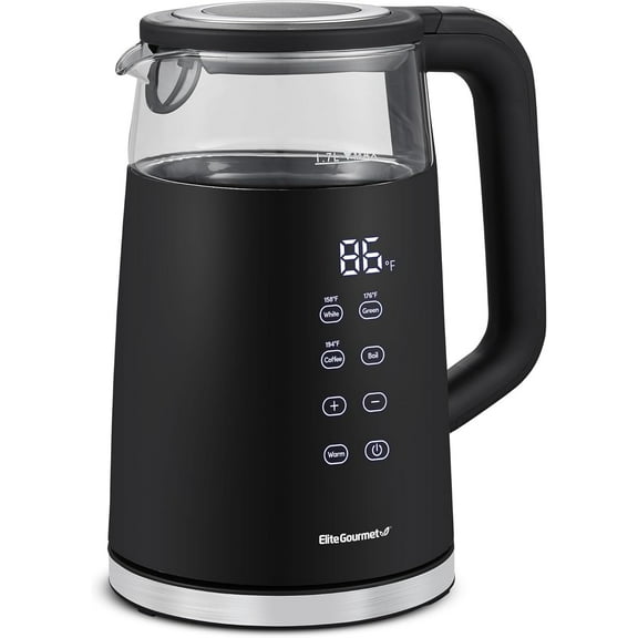ZHIBO 1.7L Dual Wall Electric Tea Kettle, Digital Touchscreen, Keep Warm, Cool Touch, Black