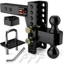 ZHIBO 2" Adjustable Trailer Hitch, 6" Rise/Drop, Dual Ball, 25,000 lbs Capacity