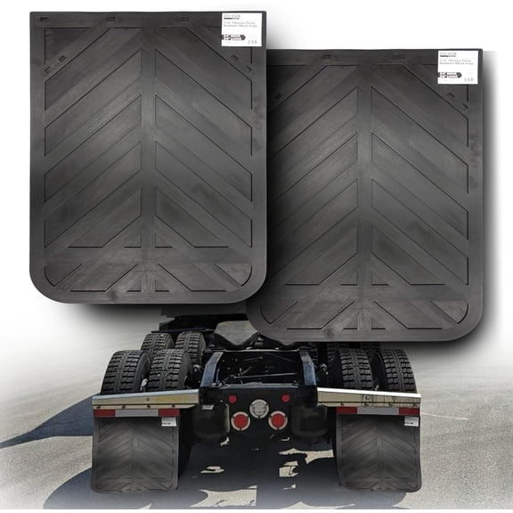 ZHIBO 24"x36" Black Rubber Mud Flaps for Semi Trucks, Chevron, 1/4" Thick, 2-PC