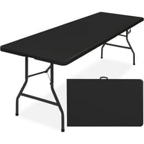ZHIBO 8ft Heavy-Duty Plastic Folding Table, Portable Indoor Outdoor Foldable Utility Table with Handle for Party Camping, Black