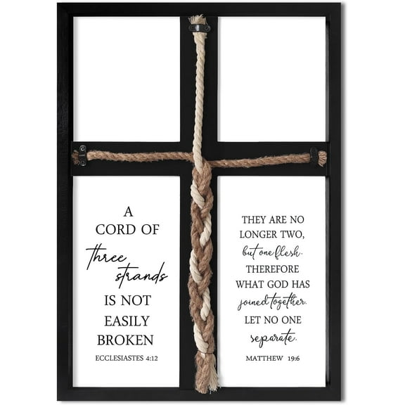 ZHIBO A Cord of Three Strands Wedding Decor 22x16 Inch - Unity Braid Christian Marriage (Black)