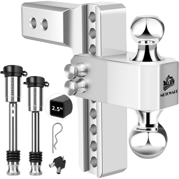 ZHIBO Adjustable Drop Hitch, Fits 2.5" Receiver, 8" Drop/Rise, 18,000 lbs GTW