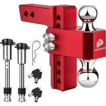 ZHIBO Adjustable Drop Hitch, Fits 2" Receiver, 6" Drop/Rise, 14,000 lbs GTW, Red