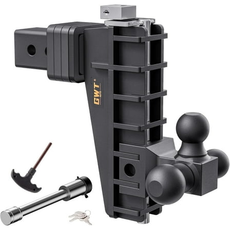 ZHIBO Adjustable Tri-Ball Hitch, Fits 2.5" Receiver, 8" Drop, 18,500 lbs GTW, Black