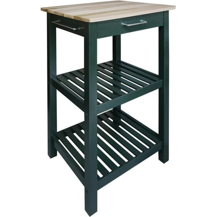 ZHIBO Casual Home Sunrise Kitchen Island, 22.75"W, Natural/Hunter Green