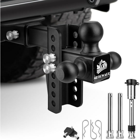 ZHIBO Drop Hitch, Fits 2" Receiver, 6" Drop, Tri-Ball, 12,500 lbs