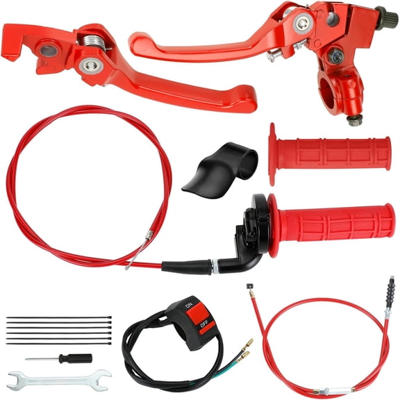 ZHIBO Folding Clutch Brake Lever & Throttle Handle Grips Kit for Pit Bikes