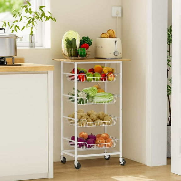 ZHIBO Kitchen Microwave Cart with Fruit Baskets, 5-Tier, Vegetable Storage