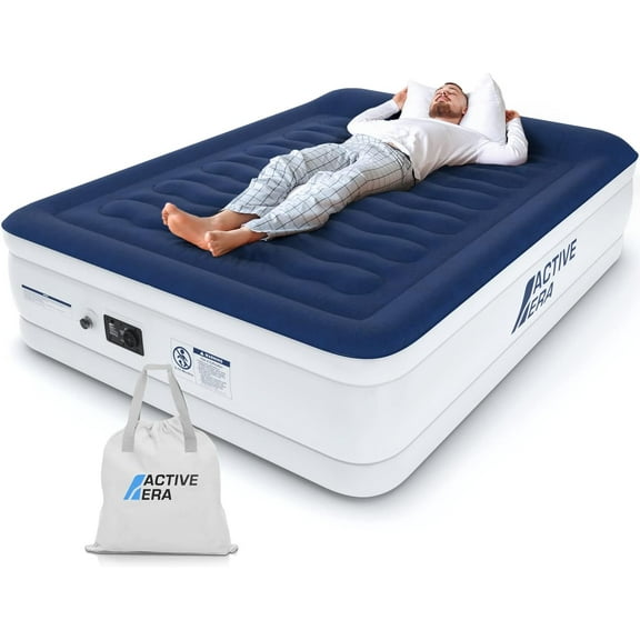 ZHIBO Luxury Queen Air Mattress with Built-in Pump, 22" Tall, Raised Pillow, I-Beam Technology